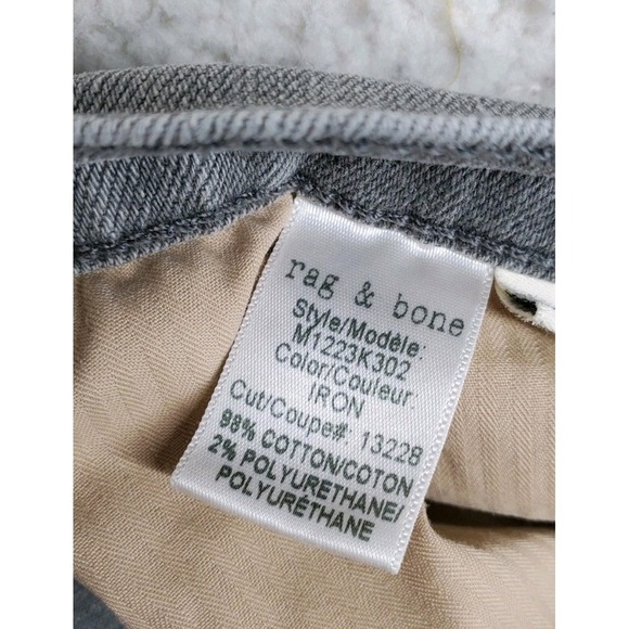 Rag & Bone Standard Issue Jeans Slim Leg Mens 36 Iron Gray Stretch (34x33.5) - Picture 10 of 12